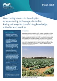 Overcoming barriers to the adoption of water-saving technologies in Jordan: policy pathways for transforming knowledge, attitudes and practices (04/01/2025) 