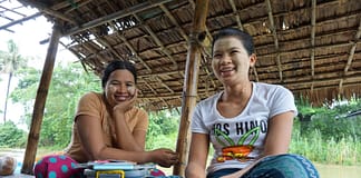 Mother and daughter at their family fish store in the Ayeyarwady Delta in Myanmar. Photo: Majken Schmidt Søgaard / World Fish