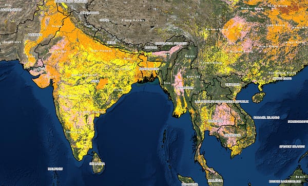 Irrigated Asia and Africa-map