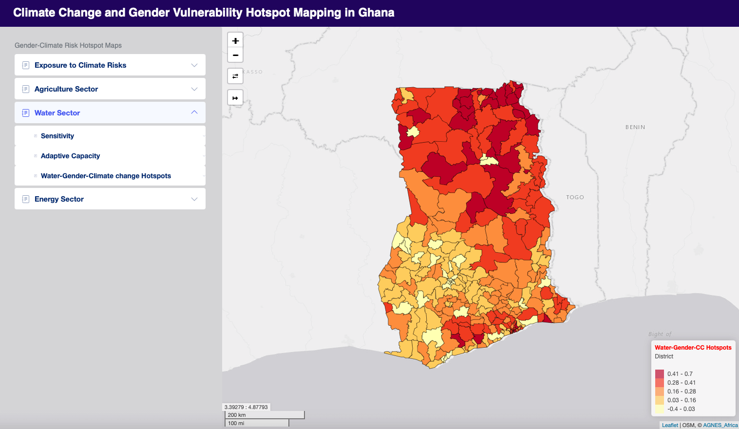 Gender and Climate Vulnerability Hotspot Mapping in Ghana tool