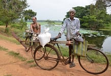 Two slash and burn farmers, Saranapala (left) and Ariyarathna, who utilize water from the Thirappana tank, belonging to the Malwathu Oya River Basin