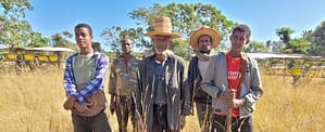 Abamalabe (middle) with beekeepers. Great Rift Valley, Ethiopia. Photo by Tirusew Teshale