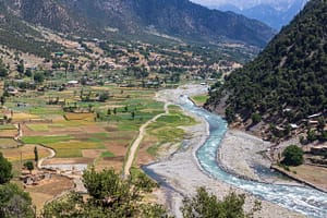 Blue water (river) and green water (crops) in Pakistan. Photo: GreenThumbShots / Shutterstock.