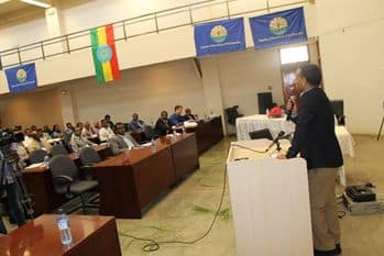 Dr. Baylie Damtie, President of BDU addressing the participants