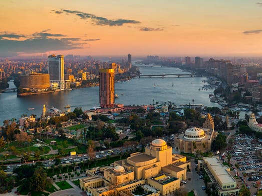 Panorama of Cairo cityscape taken during the sunset from the Cairo Tower, Egypt. Photo: Givaga/Shutterstock