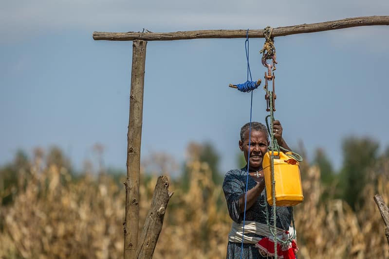 Farmer-led irrigation is powerful for rural communities – but scaling it is not easy. In Ethiopia, systemic barriers prevent about 5.8 million farmers from investing and benefiting from farmer-led irrigation. These challenges include access to technology and credit, gender inclusion gaps, a lack of access to finance and underdeveloped irrigation supply chains and market linkages. Photo credit: Mulugeta Ayene/WLE Farmer-led irrigation is powerful for rural communities – but scaling it is not easy. In Ethiopia, systemic barriers prevent about 5.8 million farmers from investing and benefiting from farmer-led irrigation. These challenges include access to technology and credit, gender inclusion gaps, a lack of access to finance and underdeveloped irrigation supply chains and market linkages. Photo credit: Mulugeta Ayene/WLE