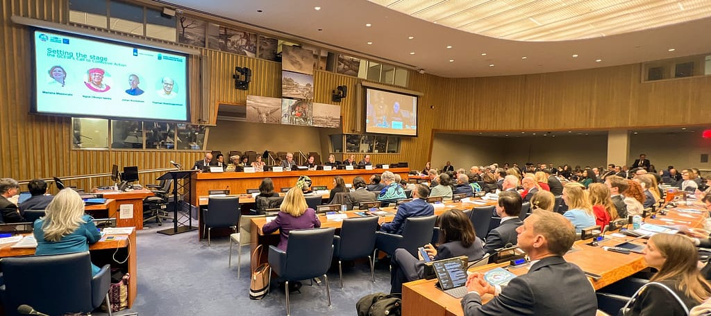 "Turning the Tide: A Call to Collective Action" side event from the Global Commission on the Economics of Water on March 22, 2023, during the 2023 UN Water Conference. Photo: Samuel Stacey/Global Commission on the Economics of Water