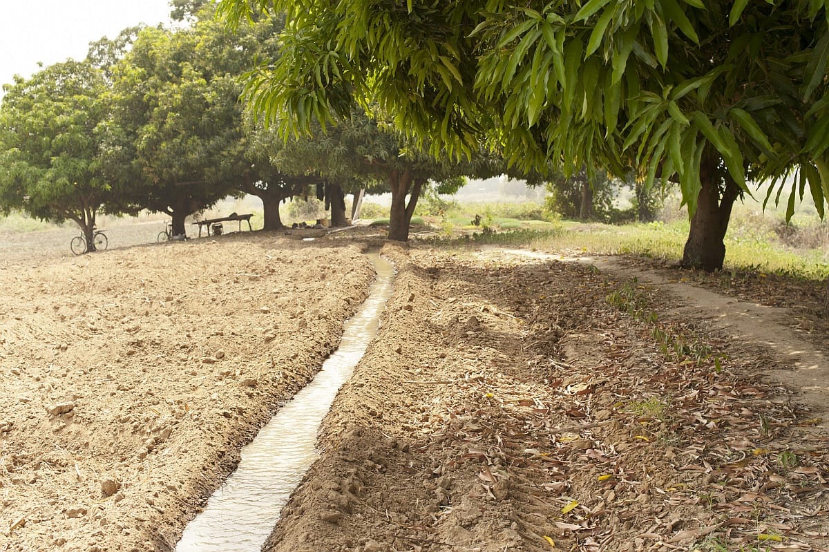 A canal supplying water onto fields in the upper east region of Pwalugu