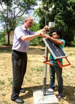 Yann setting up a weather station