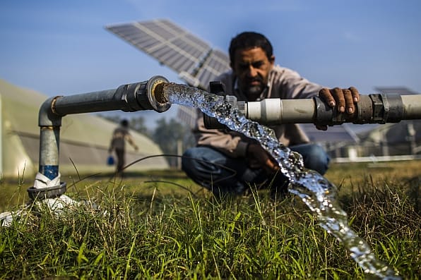 Pumping groundwater with the energy generated from solar panels