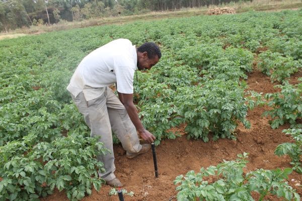 Guadenew Zerihun, consultant explaining the operation of device in Koga