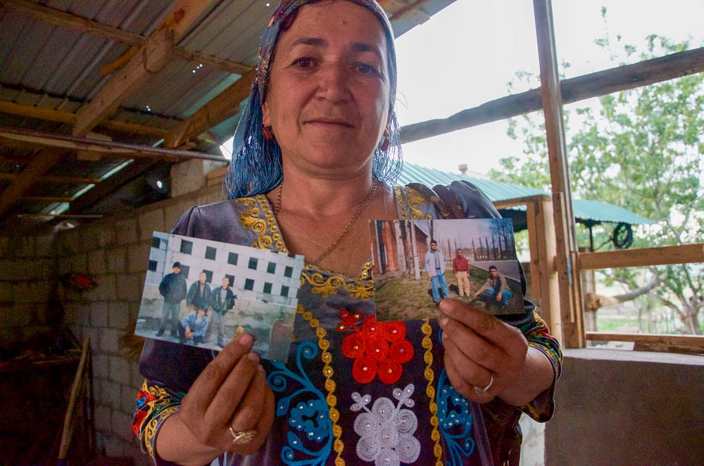 When family members in Tajikistan migrate, they are remembered through photos. Photo: Madeline Dahm/IWMI