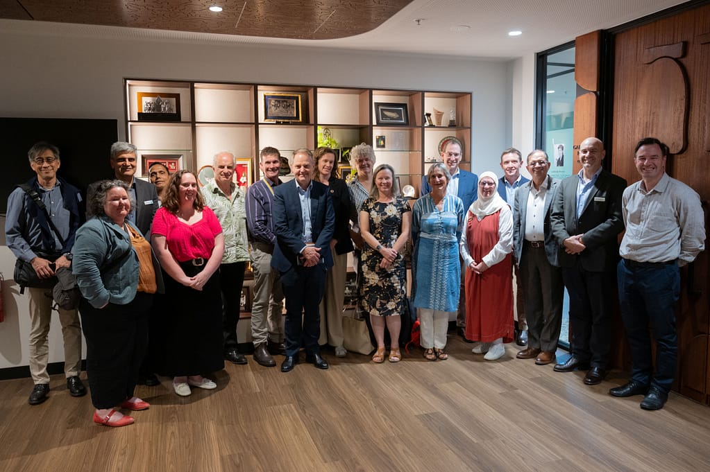 Mark Thomson, IWMI director of business strategy and delivery, stands at far right with officials from the Australian Centre for International Agricultural Research (ACIAR), the Australian Water Partnership, the Department of Foreign Affairs and Trade, and IWMI. Photo: ACIAR