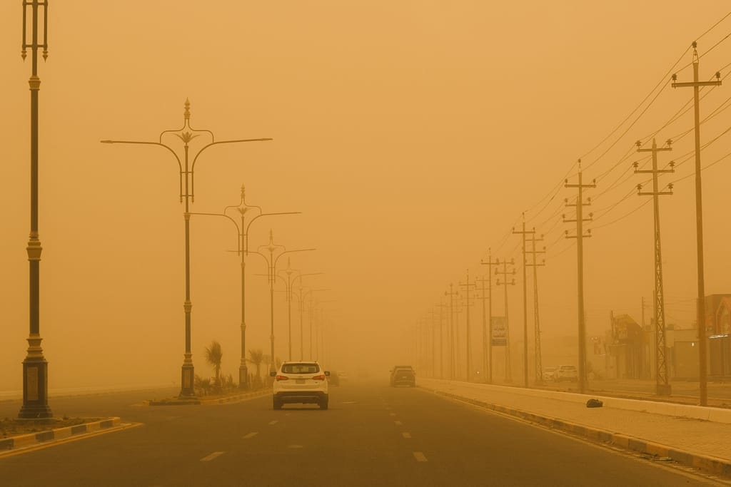 A dust storm in Basrah city, Iraq, August 21, 2023. Photo: Mohammed Al Ali/Shutterstock