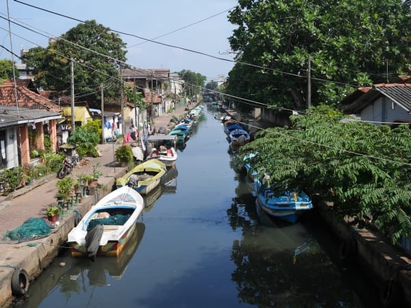 There are a number of commercial activities and housing along the lagoons edge