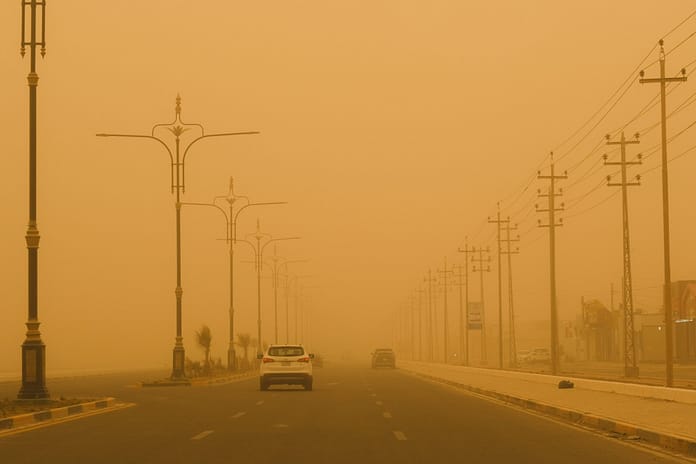 A dust storm in Basrah city, Iraq, August 21, 2023. Photo: Mohammed Al Ali/Shutterstock