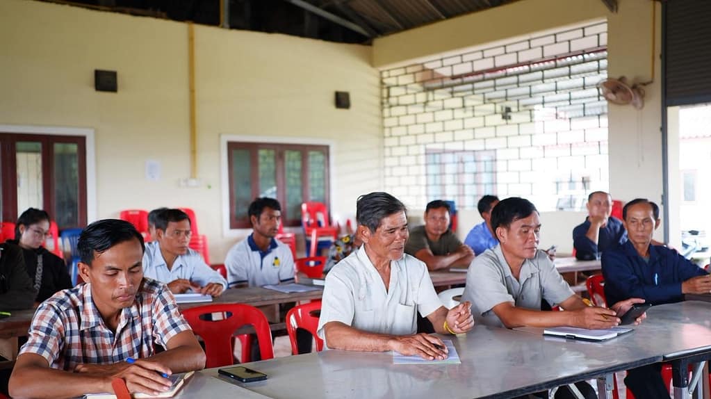 Farmers from the Dongbarkmai Village, in Loa PDR attend a training on red rice storage and market arrangements. Photo: Lao Farmer Association