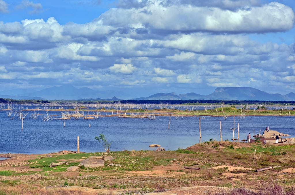 Deduru Oya reservoir in Kurunegala District of Sri Lanka during a drought period. Photo: Samurdhi Ranasinghe/IWMI