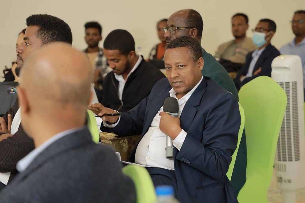 Tilahun Tola, the Deputy Commissioner of Addis Ababa Fire and Disaster Risk Management Commission, sharing his views during the co-design workshop. Photo: Alemseged Tamiru Haile/IWMI