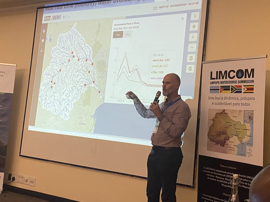 Chris Dickens, CGIAR Digital Innovation Co-lead, presenting e-flows at the Pretoria workshop. Photo: Gordon / River of Life