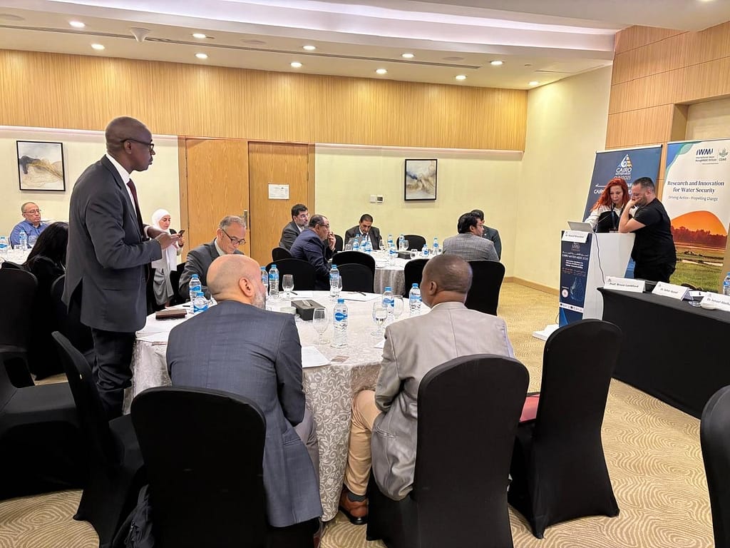 Participants engage in discussions at Cairo Water Week 2025, on climate change and its effects on crop water requirements in Asia and Africa. Photo: Nada Tantawi/IWMI
