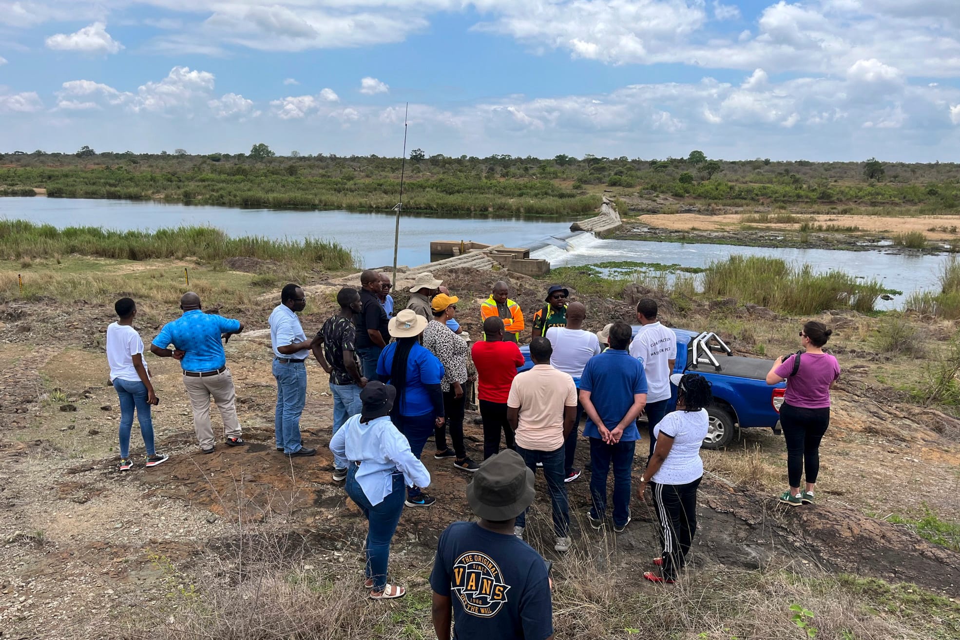Stakeholders visit the River Level Station on the Lower Sabie River, Kruger National Park, South Africa. Photo: Ryan Nehring/IFPRI