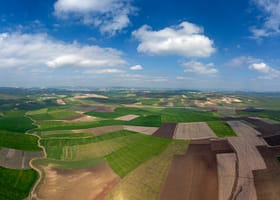 Aerial landscape with hilly agricultural fields in Morocco, Africa. Photo:Kokhanchikov/Shutterstock