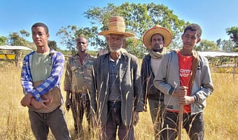 Abamalabe (middle) with beekeepers. Great Rift Valley, Ethiopia. Photo by Tirusew Teshale