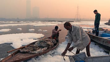 Toxic foam on river Yamuna India