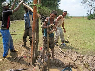 Simple well drilling in Ethiopia.