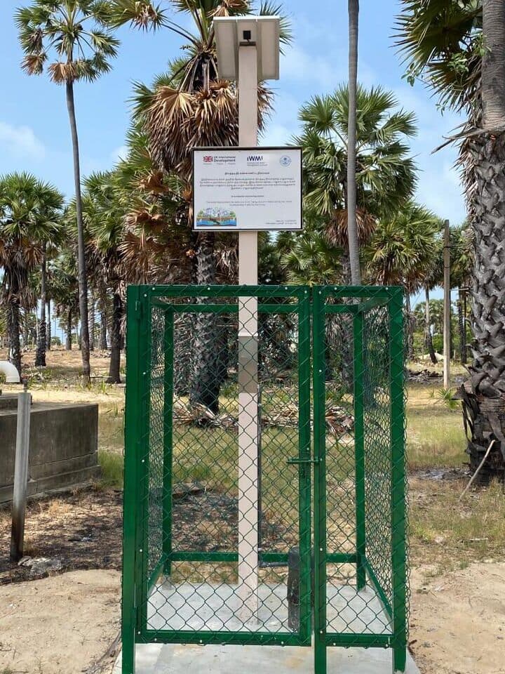 An IWMI-installed groundwater monitoring station at Point Pedro, part of a network tracking water levels and salinity across the Jaffna Peninsula. Photo: IWMI