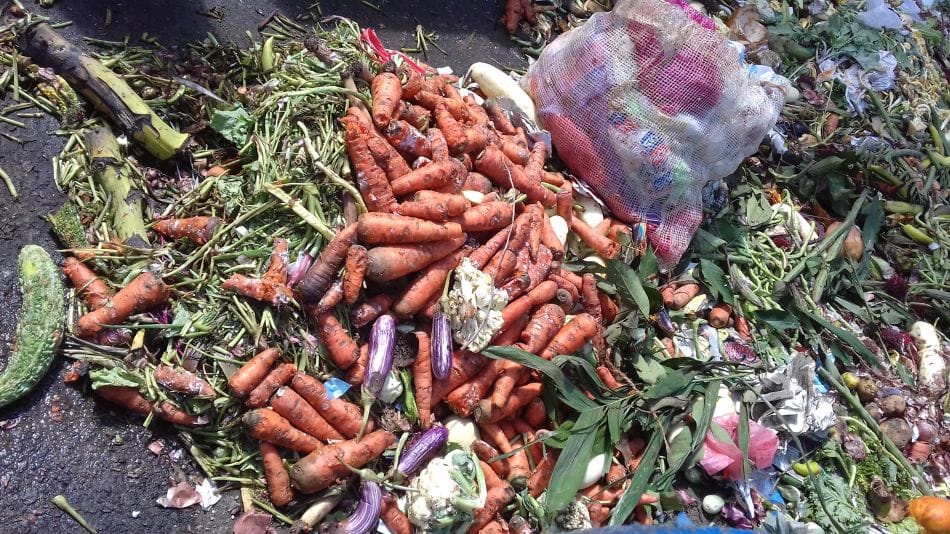Vegetable waste generated in the Colombo vegetable wholesale market (Photo: Nalaka Wickramasinghe/IWMI)