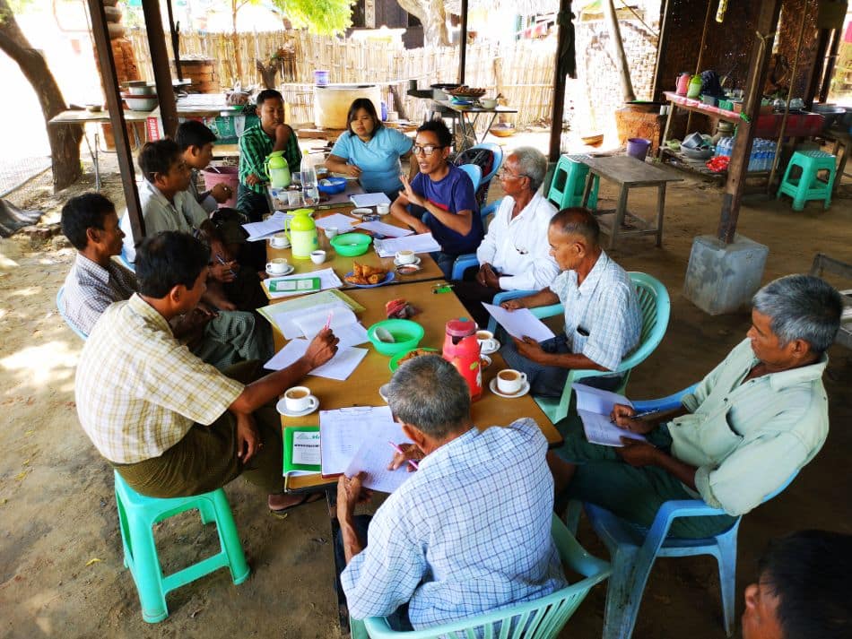 The WUA coming together to discuss water allocation schedules. Photo: Petra Schmitter / IWMI The WUA coming together to discuss water allocation schedules. Photo: Petra Schmitter / IWMI