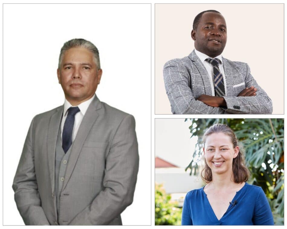 Henry Roman (L), Greenwell Matchaya and Nora Hanke-Louw / IWMI