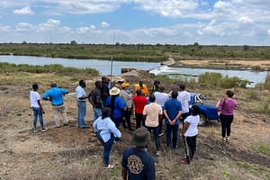 Stakeholders visit the River Level Station on the Lower Sabie River, Kruger National Park, South Africa. Photo: Ryan Nehring/IFPRI