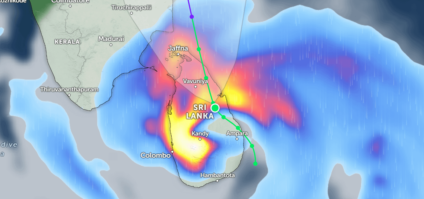 Zoom Earth Cyclone Ditwah Sri Lanka
