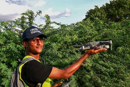 Ousman Belay, certified drone pilot, in Dolo Ado, Ethiopia_comp Ousman Belay, certified drone pilot, in Dolo Ado, Ethiopia. Photo: IWMI