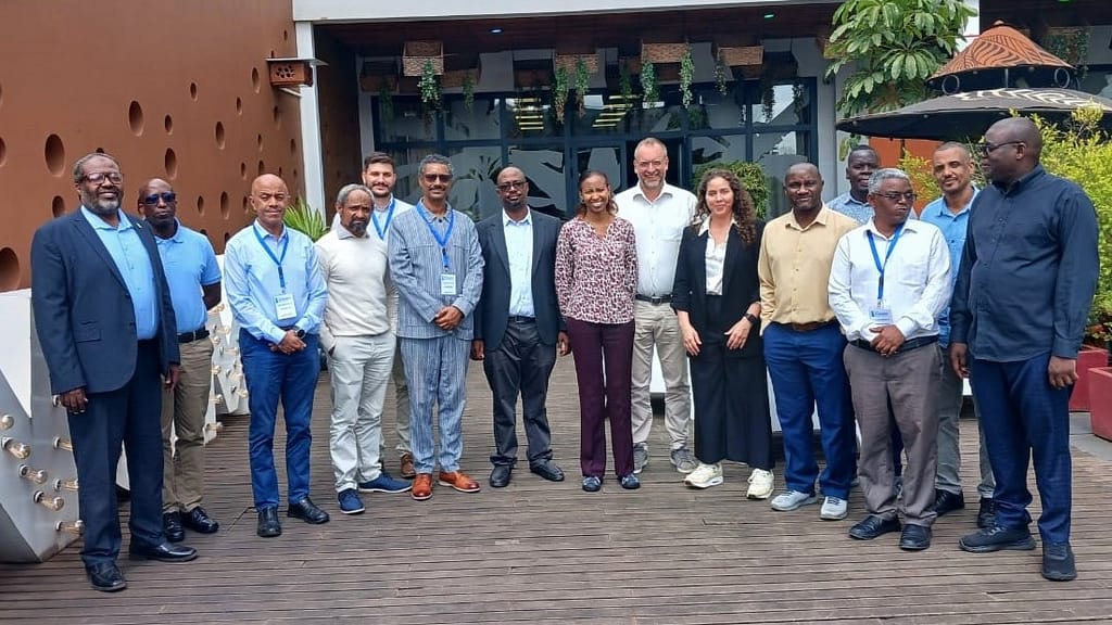 Technical experts from IWMI and NBI during the consultative workshop to jointly develop a digital twin for the Nile Basin. Photo: Lydia Wamala/NBI