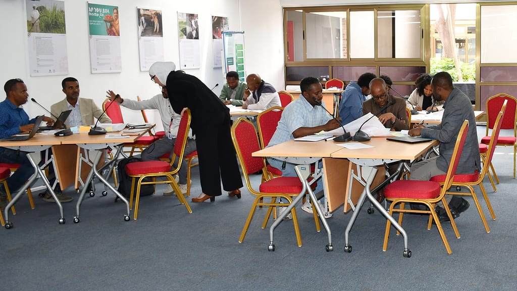 Group sessions on scaling solar-powered irrigation systems by stakeholders in Ethiopia. Photo: Rahel Mesganaw/IWMI