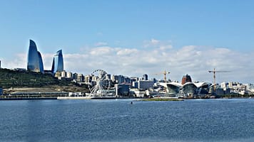 A view of Baku, Azerbaijan, from across the sea. Photo: Bilal Agalarov/Pixabay