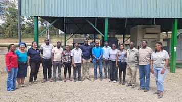 Members of the technical working group behind the guidelines; SDI, WRA, NIA, WASREB and IWMI, on a field visit to a private irrigation scheme at Oserian Farm in Naivasha County. Photo: Oserian Farm