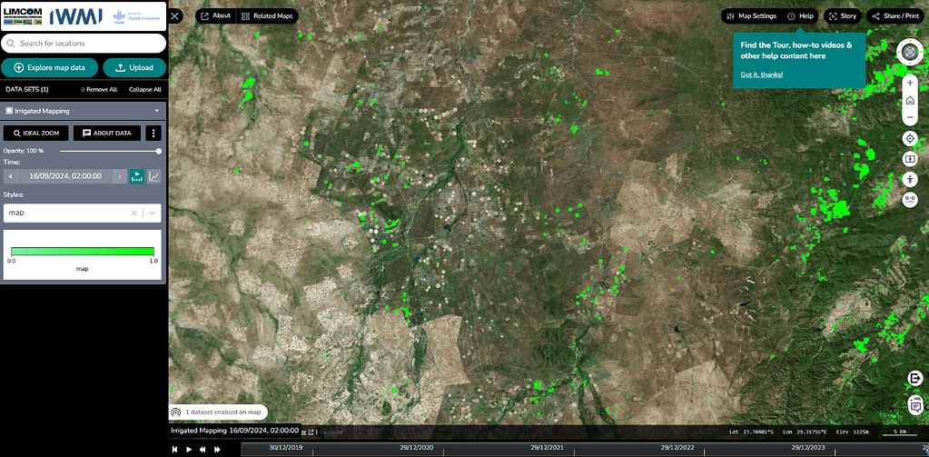 Irrigated area visualization within the DT. 