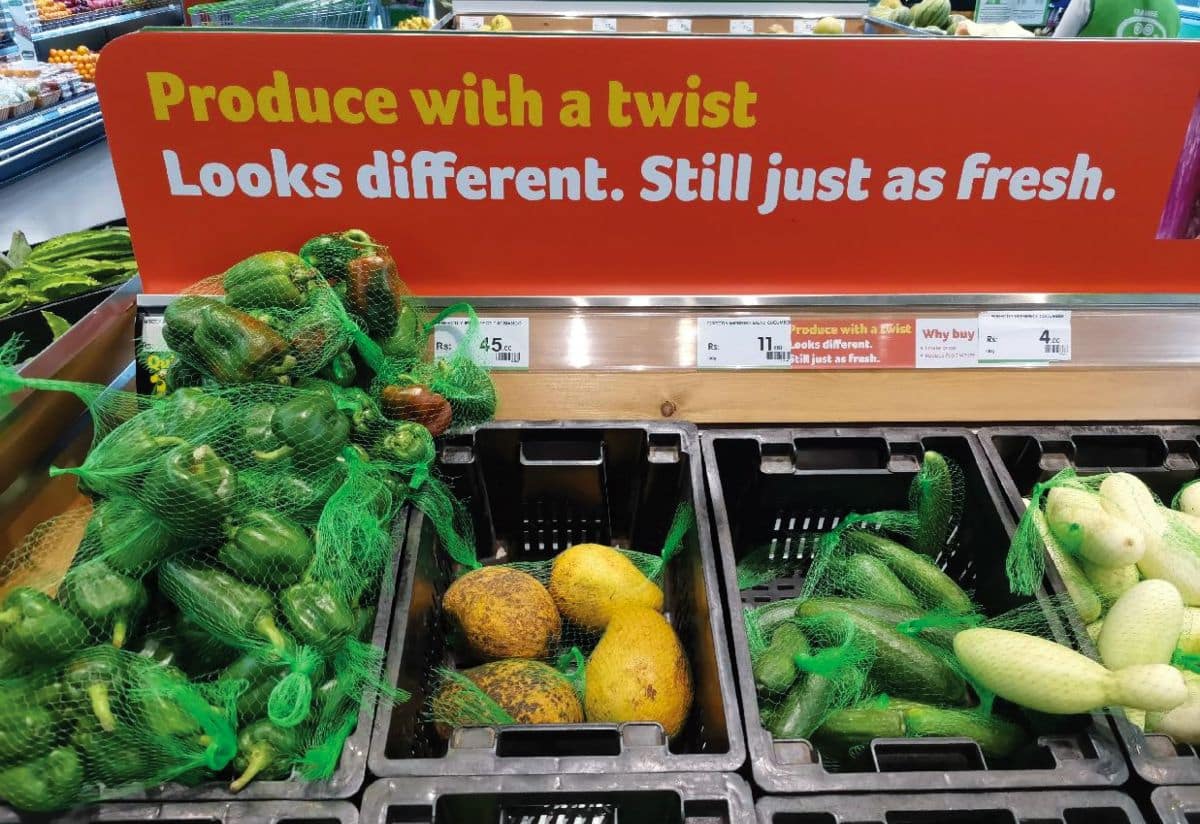A leading supermarket chain in Sri Lanka encourages shoppers to purchase imperfectly shaped produce that is perfectly safe to consume