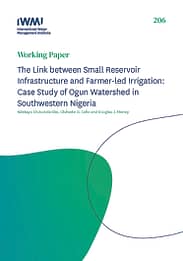 The link between small reservoir infrastructure and farmer-led irrigation: case study of Ogun Watershed in southwestern Nigeria (03/06/2023) 