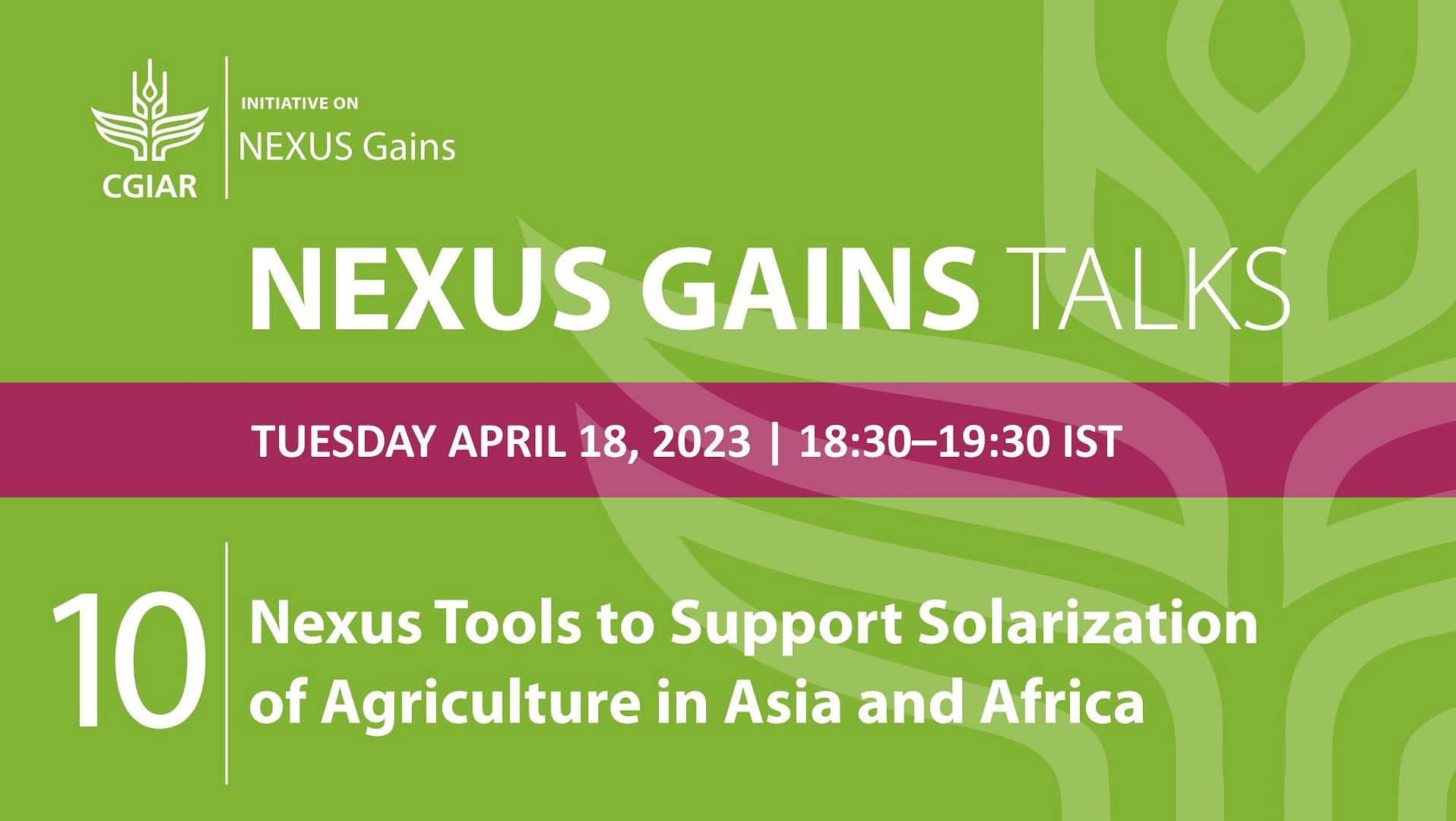 Nexus Tools to Support Solarization of Agriculture in Asia and Africa