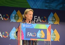 Rachael McDonnell speaking at the Rome Water Dialogue. FAO