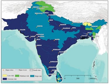 South Asia Climate Map South Asia's Climate Hazard Hotspots IWMI
