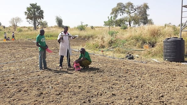 Soil sampling at Dimbasinia community in Ghana’s Upper East Region. Photo: Enoch Boakye-Acheampong