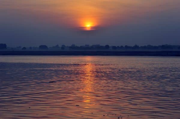 Dawn view of the Ganges river at Varanasi.