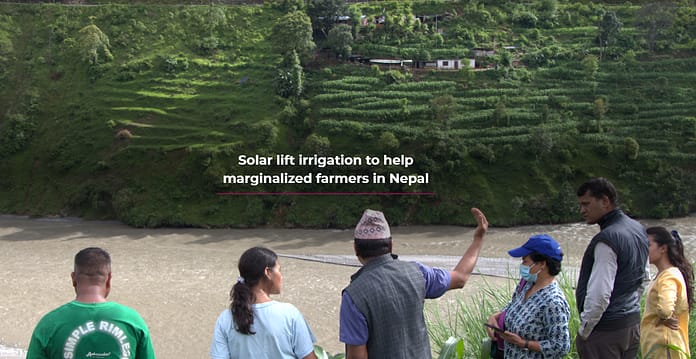 IWMI researchers with Bisdeutar residents discussing solar lift irrigation. Photo: Surendra Phuyal / IWMI